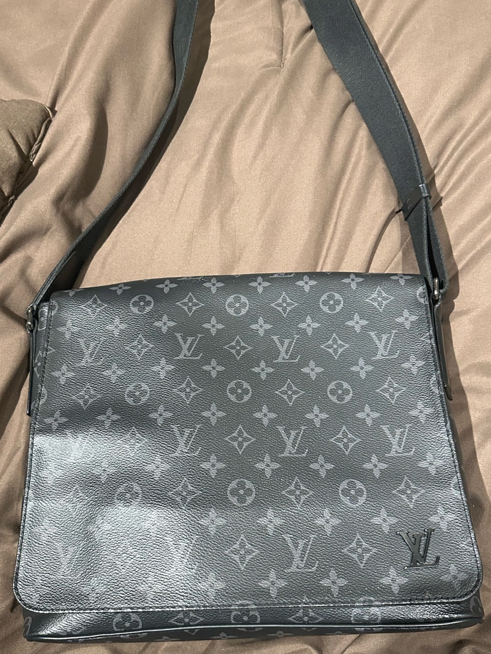 Louis Vuitton Gray on Black Monogram Messenger Bag